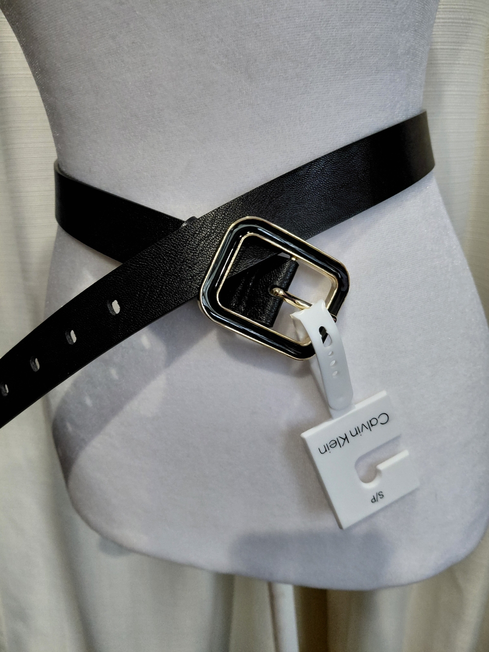 NWT Calvin Klein Black Square Buckle Waist Belt